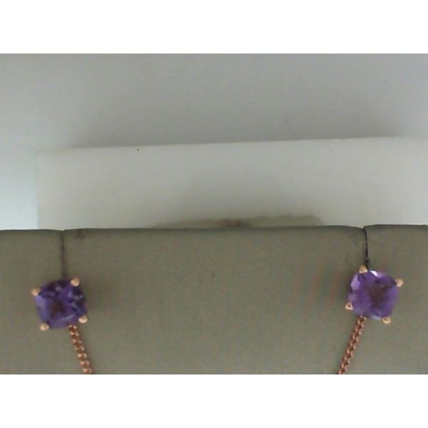 Lady's 14 Karat Rose Gold Amethyst And Diamond Stud Earrings Krekeler Jewelers Farmington, MO