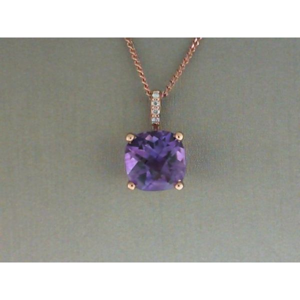 Lady's 14 Karat Rose Gold Amethyst And Diamond Pendant Necklace Krekeler Jewelers Farmington, MO
