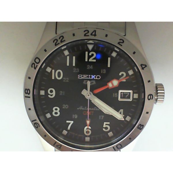 Seiko Stainless Steel 5 Sports Automatic GMT Watch with Black Dial Krekeler Jewelers Farmington, MO
