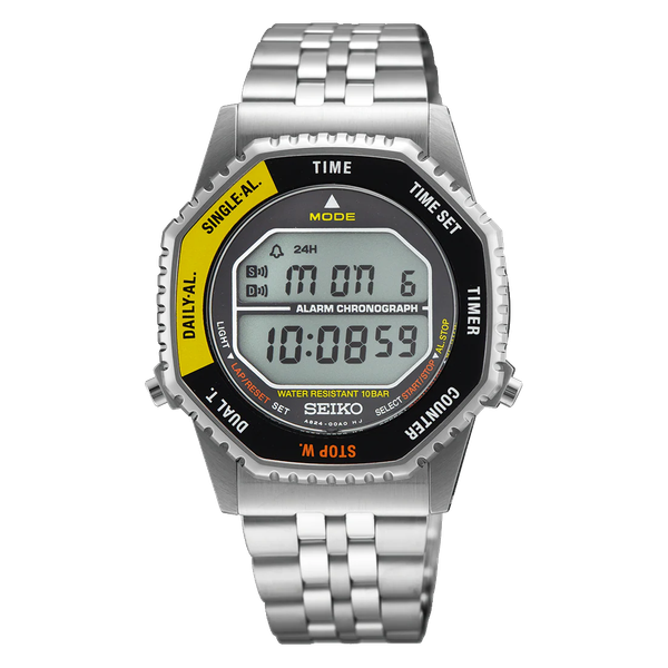 Men's Seiko Watch Essentials Stainless Steel Digital Black and Yellow Dial Krekeler Jewelers Farmington, MO