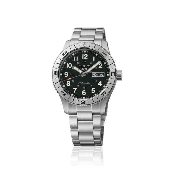 Mens Seiko 5 Sport Stainless Steel Automatic Black Dial Krekeler Jewelers Farmington, MO