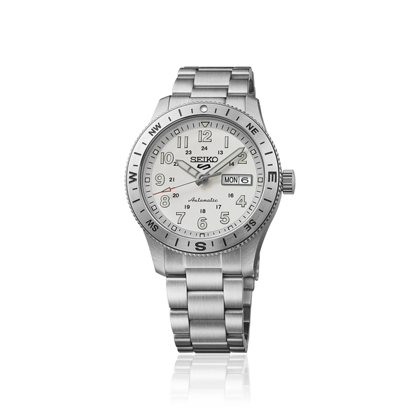 Mens Seiko 5 Sport Stainless Steel Automatic White Dial Krekeler Jewelers Farmington, MO