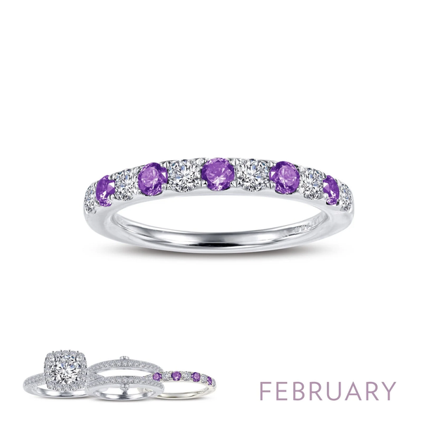 Sterling Silver Simulated Diamond and Simulated Amethyst Ring Size 7 Krekeler Jewelers Farmington, MO
