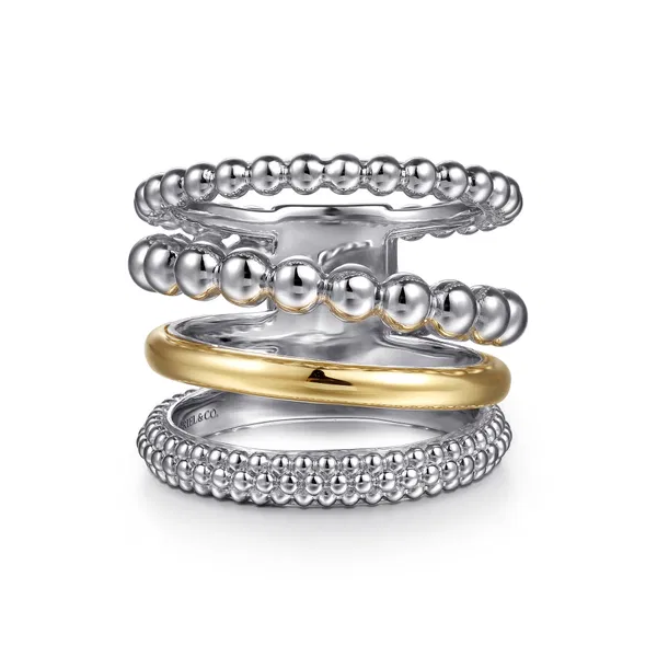 Gabriel & Co. 14K Yellow Gold and 925 Sterling Silver Bujukan Wide Band Ring Krekeler Jewelers Farmington, MO