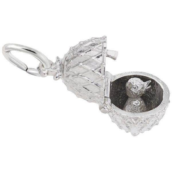 Rembrandt Sterling Silver Easter Egg with Chick Charm Image 2 Krekeler Jewelers Farmington, MO