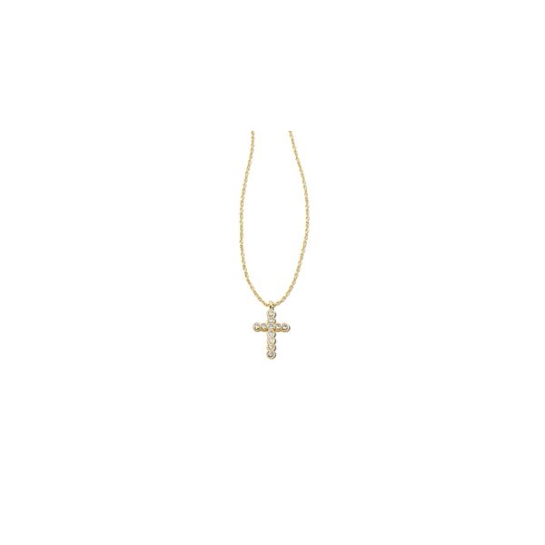Kendra Scott Cross Crystal Pendant Necklace Gold White Crystal Krekeler Jewelers Farmington, MO