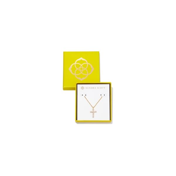 Kendra Scott Cross Crystal Pendant Necklace Goldtone White Cz Krekeler Jewelers Farmington, MO