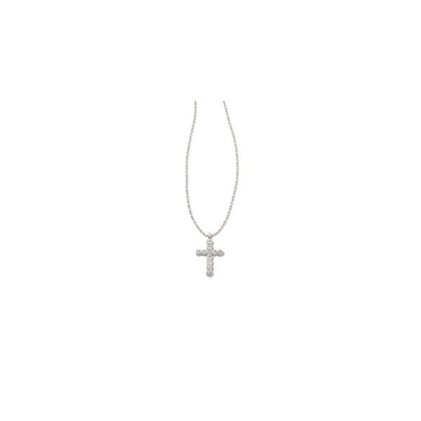 Kendra Scott Cross Crystal Pendant Necklace Silver White Crystal Krekeler Jewelers Farmington, MO