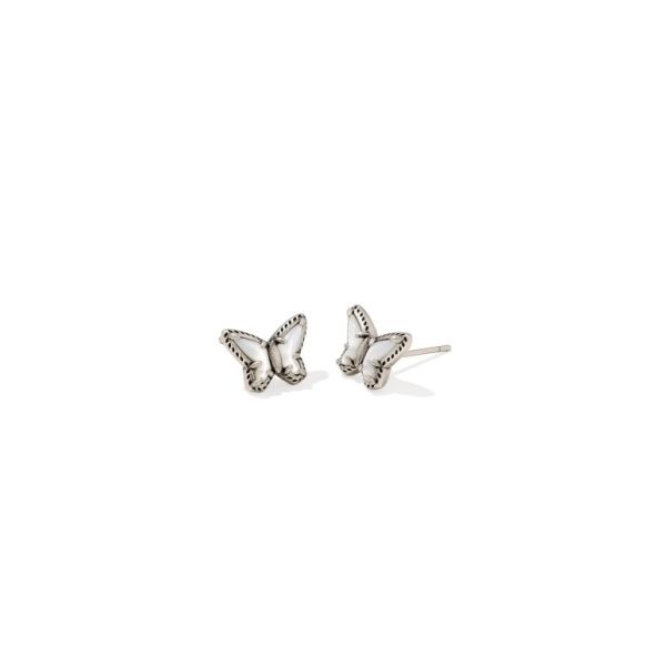 Kendra Scott x Dolly Parton Butterfly Small Stud Earrings Vintage Silver Ivory Mother Of Pearl Krekeler Jewelers Farmington, MO