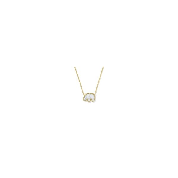 Kendra Scott Elephant Short Pendant Necklace Gold Light Gray Mother Of Pearl Krekeler Jewelers Farmington, MO