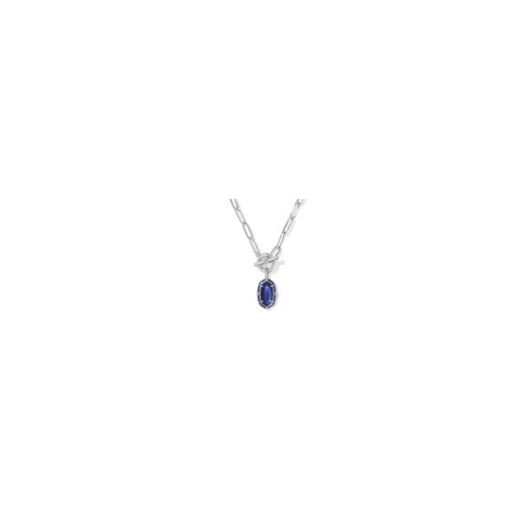 Kendra Scott Elisa Enamel Link And Chain Necklace Silver Navy Mother Of Pearl Krekeler Jewelers Farmington, MO