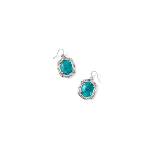 Kendra Scott Tiger Striped Daphne Drop Earrings Vintage Silver Blue Marble Krekeler Jewelers Farmington, MO