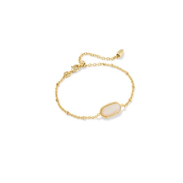 Kendra Scott Tiger Striped Elaina Delicate Chain Bracelet Gold Natural Mother Of Pearl Krekeler Jewelers Farmington, MO