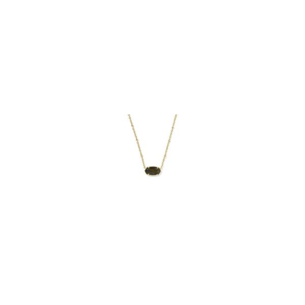 Kendra Scott Tiger Striped Elisa Short Pendant Necklace Gold Dark Brown Hawk's Eye Krekeler Jewelers Farmington, MO