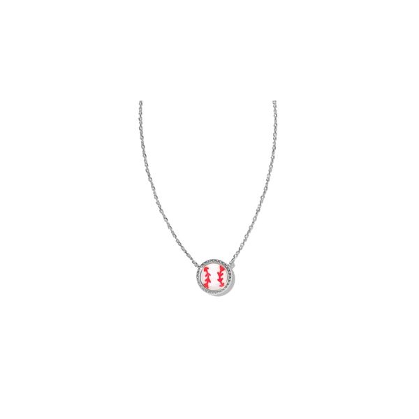 Kendra Scott Baseball Short Pendant Necklace Silver Ivory Mother Of Pearl Krekeler Jewelers Farmington, MO