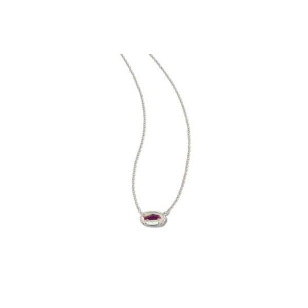 Kendra Scott Grayson Stone Pendant Necklace Rhodium Dichroic Glass Krekeler Jewelers Farmington, MO
