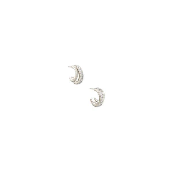 Lady's Kendra Scott Livy Huggie Earring Rhodium Metal Krekeler Jewelers Farmington, MO