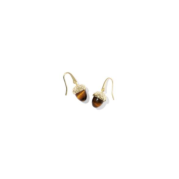 Kendra Scott Acorn Drop Earring Goldtone Brown Tigers Eye Krekeler Jewelers Farmington, MO
