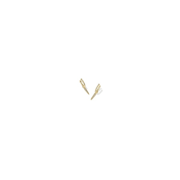 Kendra Scott Fate Charm Huggie Earrings Goldtone White CZ Krekeler Jewelers Farmington, MO