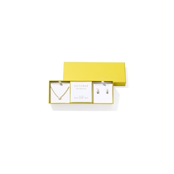 Kendra Scott Cailin Birthstone Gift Set Gold White Iridescent Crystal Krekeler Jewelers Farmington, MO