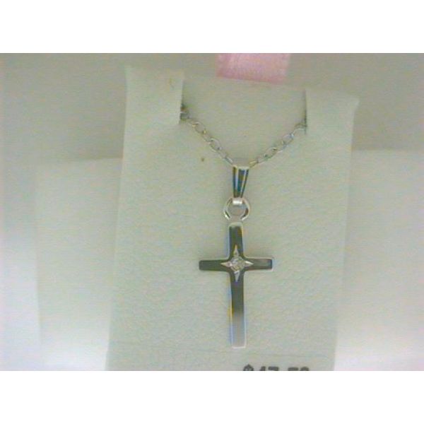 Baby's Kiddie Kraft Sterling Silver Cross Pendant With Diamond Krekeler Jewelers Farmington, MO