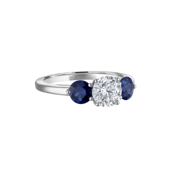 14KW Diamond and Sapphire 3-Stone Ring Image 2 Kiefer Jewelers Lutz, FL