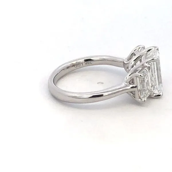 18KW 5.09CTW Three Stone Lab Grown Emerald Cut Diamond Engagement Ring Image 3 Kiefer Jewelers Lutz, FL