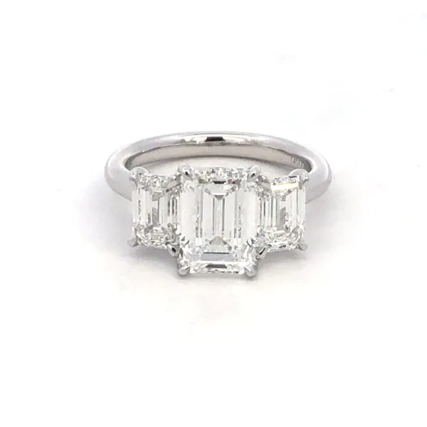 18KW 5CTW Three Stone Lab Grown Emerald Cut Diamond Engagement Ring Kiefer Jewelers Lutz, FL