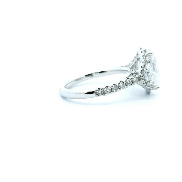 18KW 4.25CTW Oval and Half Moon Three Stone Lab Grown Diamond Ring Image 3 Kiefer Jewelers Lutz, FL