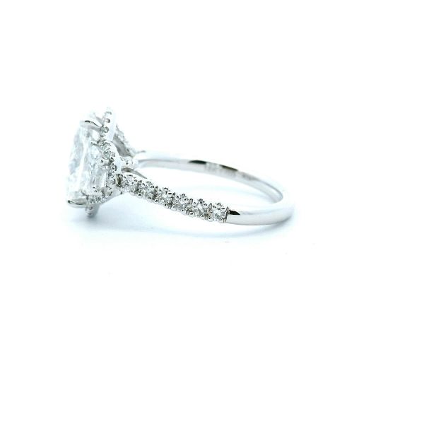 18KW 4.25CTW Oval and Half Moon Three Stone Lab Grown Diamond Ring Image 4 Kiefer Jewelers Lutz, FL