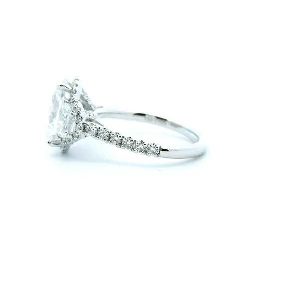 18KW 4.25CTW Oval and Half Moon Three Stone Lab Grown Diamond Ring thumb image 4
