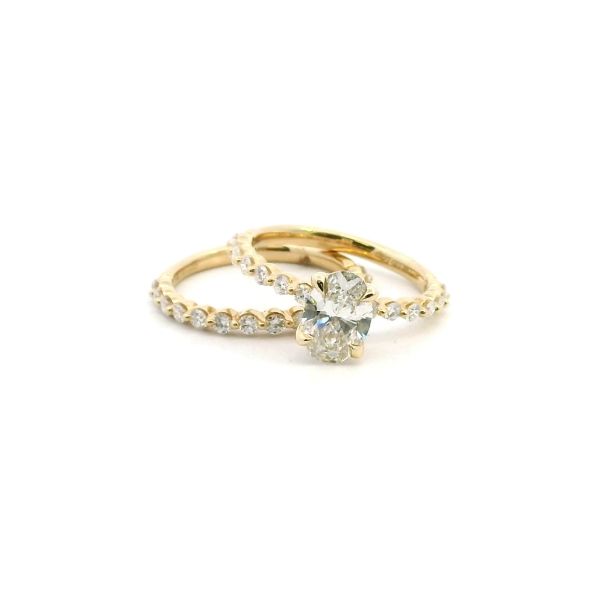 14KY 1.95CTW Lab Grown Oval Diamond Engagement Ring with Wedding Band Set Kiefer Jewelers Lutz, FL