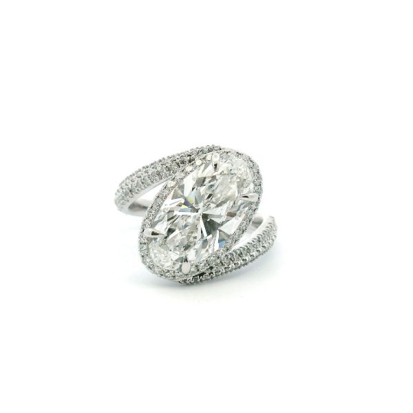 14KW 4.75CTW Lab Grown Oval Diamond Freeform Style Engagement Ring Kiefer Jewelers Lutz, FL