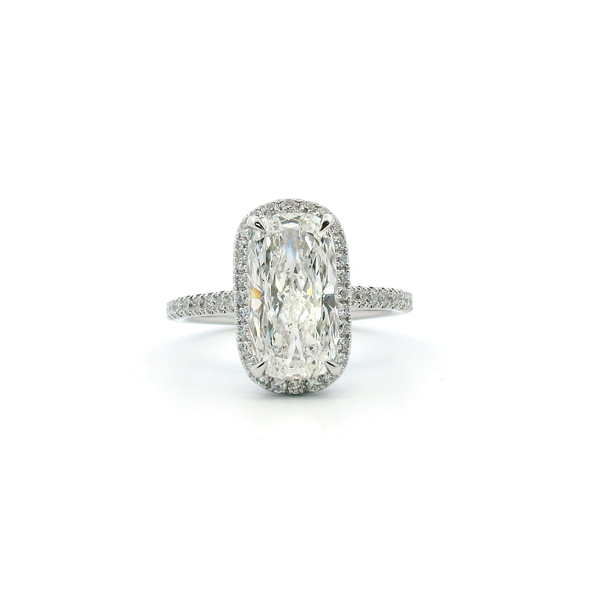 14KW 3.41CTW Lab Grown Elongated Cushion Cut Diamond Halo Engagement Ring Kiefer Jewelers Lutz, FL