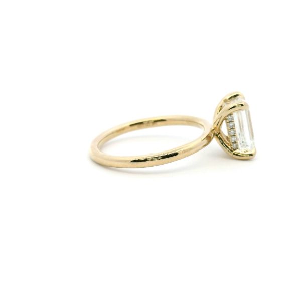 14KY 2.10CT Lab Grown Emerald Cut Hidden Halo Solitaire Engagement Ring Image 3 Kiefer Jewelers Lutz, FL