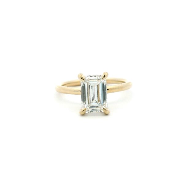 14KY 2.10CT Lab Grown Emerald Cut Hidden Halo Solitaire Engagement Ring Kiefer Jewelers Lutz, FL