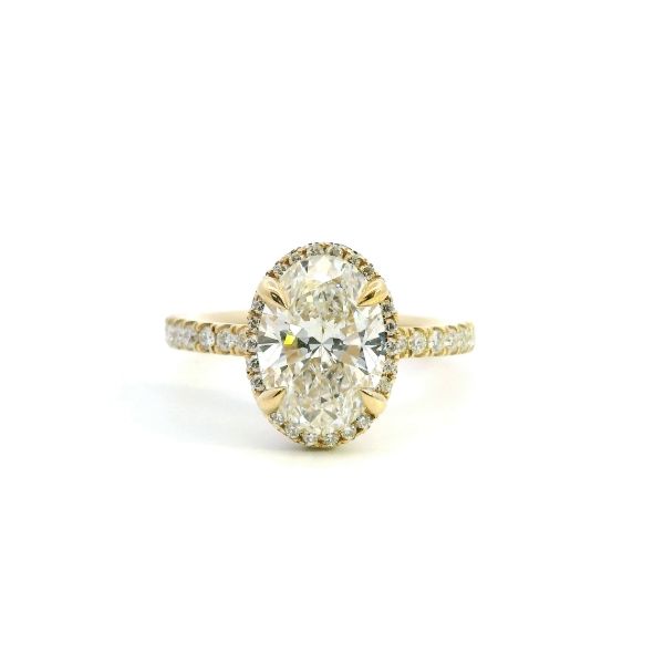 14KY 2.99CTW Lab Grown Oval Halo Engagement Ring Kiefer Jewelers Lutz, FL