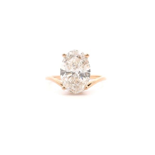 14KY Lab-Grown 2.95CT Oval Diamond Curved Solitaire Engagement Ring Kiefer Jewelers Lutz, FL