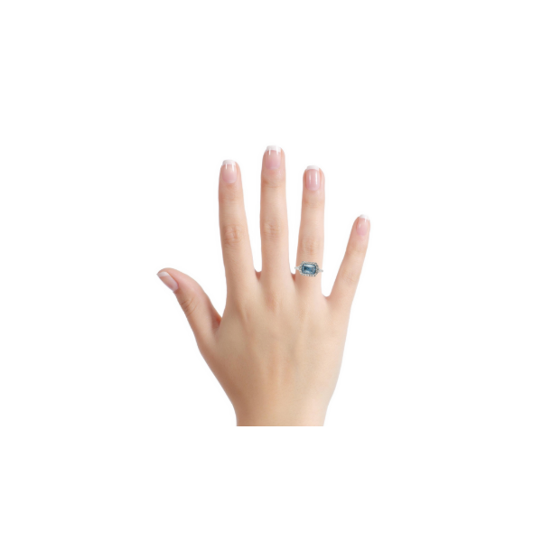 14KW Lab-Grown Emerald Cut Blue Diamond Split Shank Engagement Ring Image 5 Kiefer Jewelers Lutz, FL