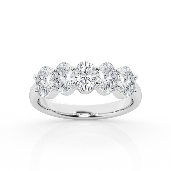 14KW 2CTW Lab-Grown Oval Diamond Five Stone Wedding Band Kiefer Jewelers Lutz, FL