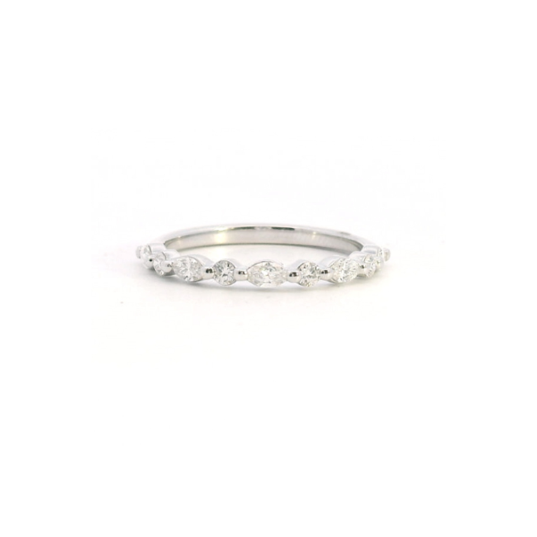 14KW Alternating Marquise and Round Diamond Wedding Band Kiefer Jewelers Lutz, FL