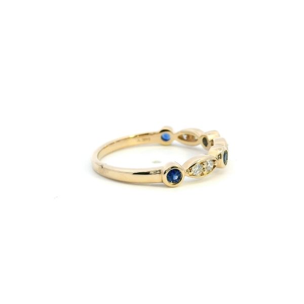 14KY Diamond and Sapphire Stackable Wedding Band Image 3 Kiefer Jewelers Lutz, FL