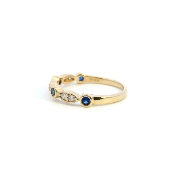 14KY Diamond and Sapphire Stackable Wedding Band Image 4 Kiefer Jewelers Lutz, FL