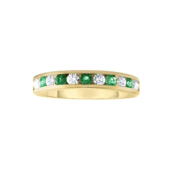 14KY Diamond Emerald Channel Set Wedding Band Kiefer Jewelers Lutz, FL