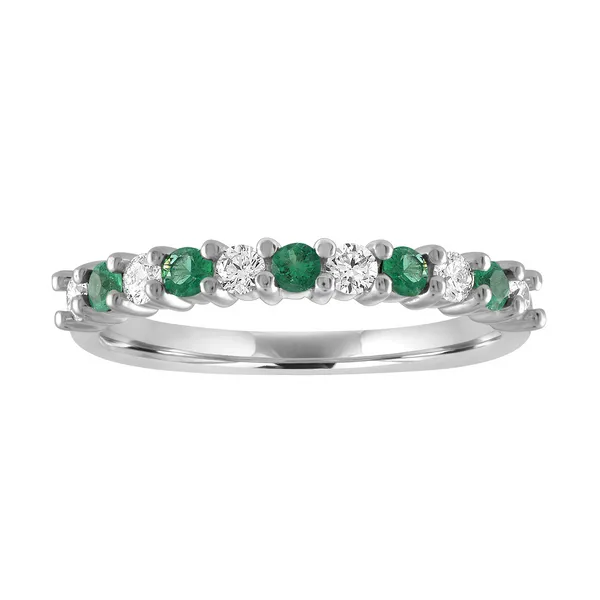 14KW Diamond and Emerald Prong Set Wedding Band Kiefer Jewelers Lutz, FL
