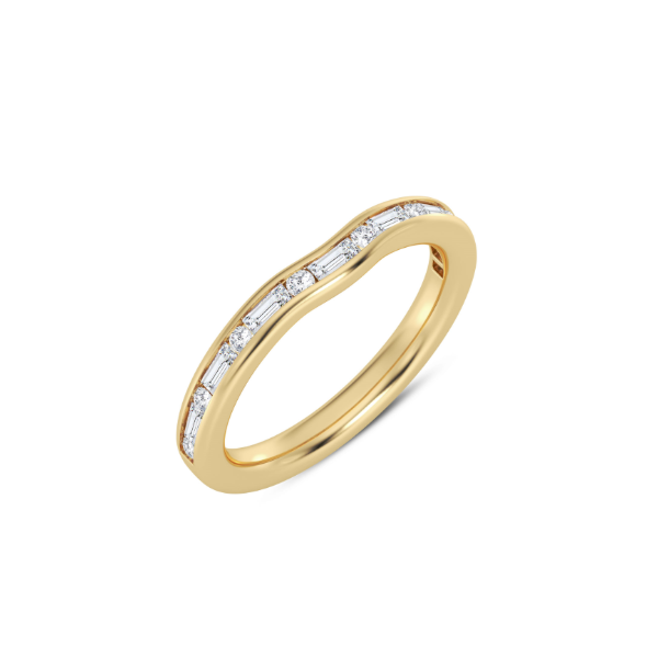 14K Baquette & Round Diamond Curved Ring Image 2 Kiefer Jewelers Lutz, FL