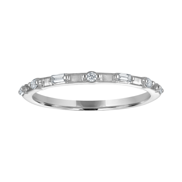 14KW Bagguette and Round Diamond Stackable Band Kiefer Jewelers Lutz, FL