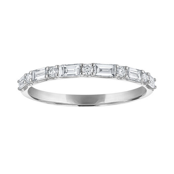 14KW Bagguette and Round Diamond Stackable Band Kiefer Jewelers Lutz, FL