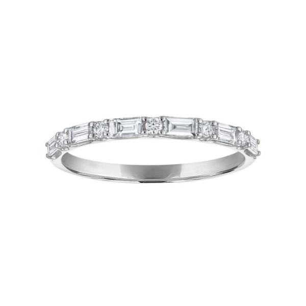 14KW Bagguette and Round Diamond Stackable Band Kiefer Jewelers Lutz, FL