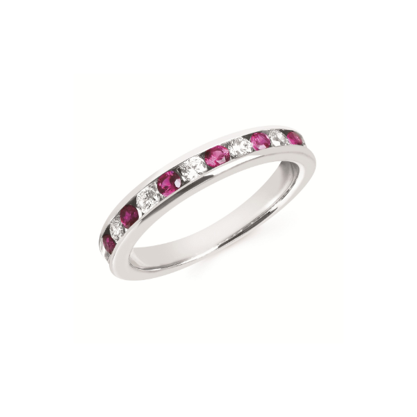 14KW Ruby and Diamond Channel Set Wedding Band Kiefer Jewelers Lutz, FL